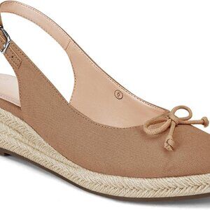 Womens Canvas Wedges Shoes Mid Low Heel Platform Slingback Dress Sandals
